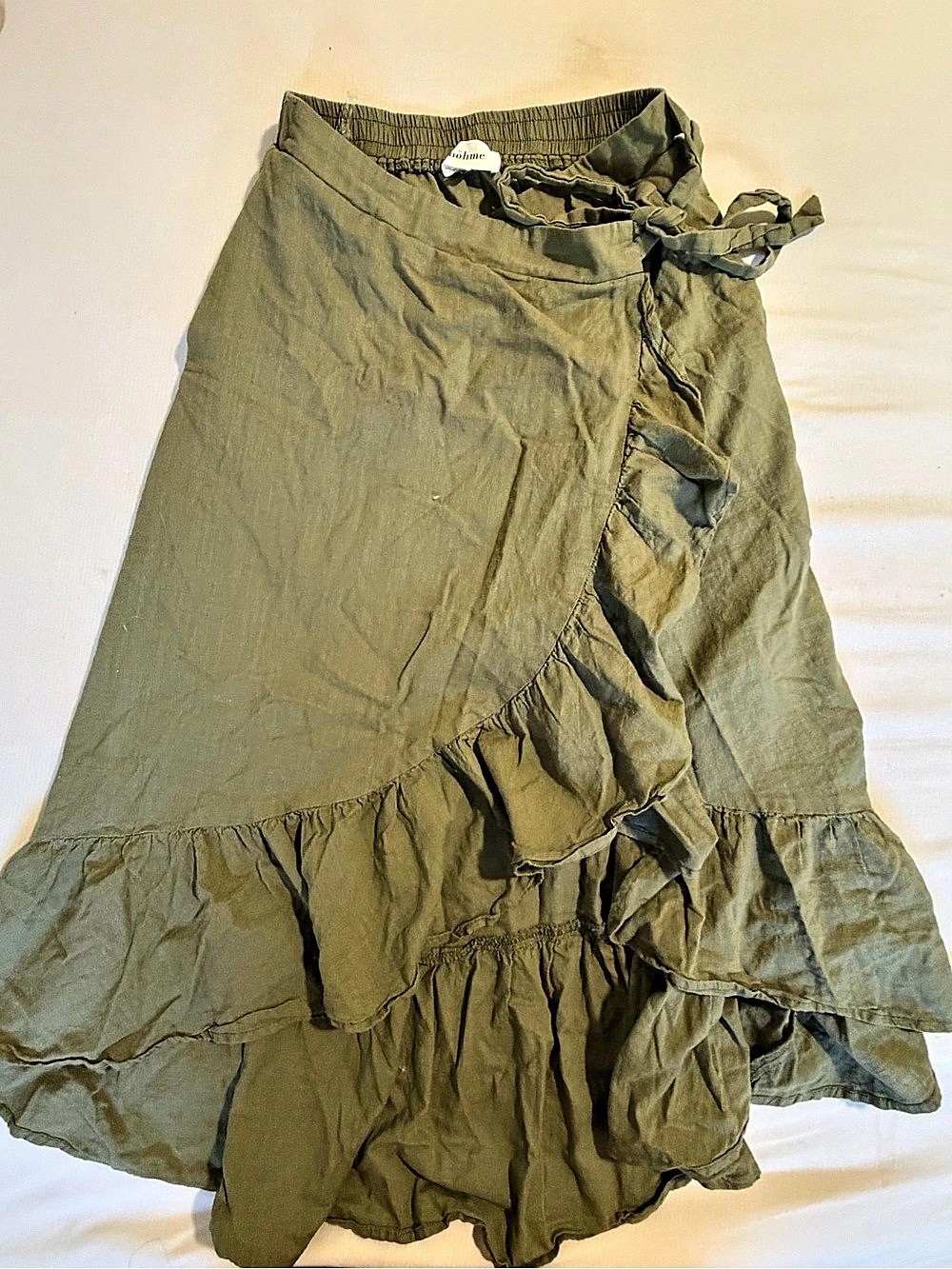 Bohme fairy Ruffle midi Skirt in Green Size Small